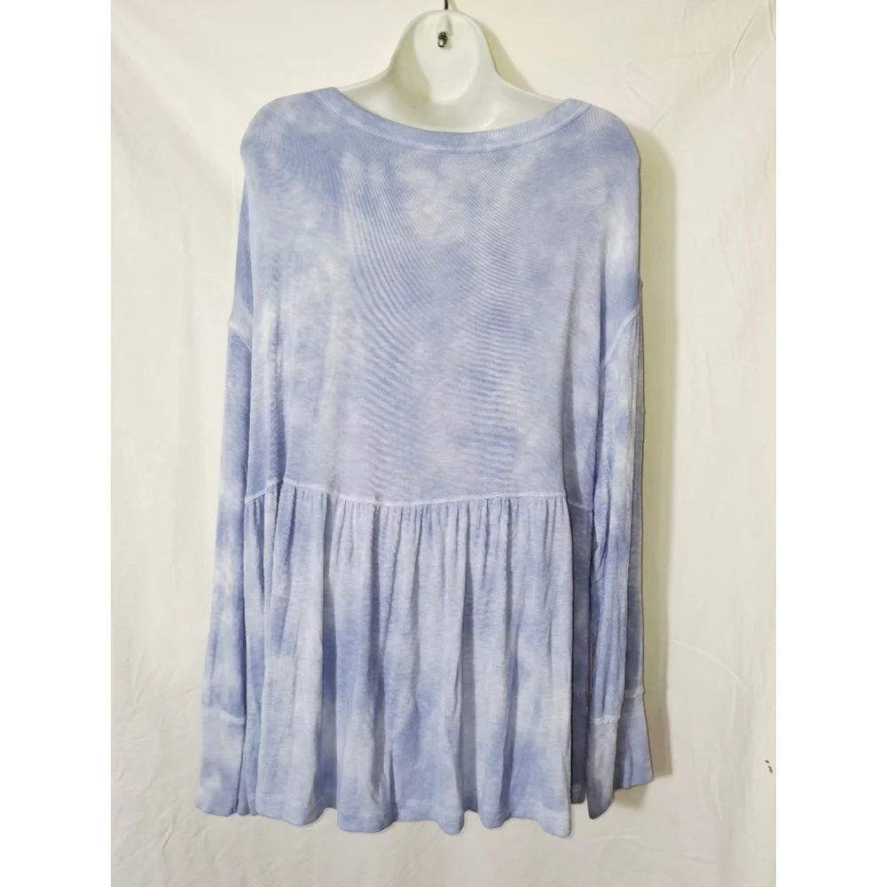 American Eagle Blue & White Tie-Dye Long Sleeve Tee, Size L super soft stretchy - Picture 3 of 5